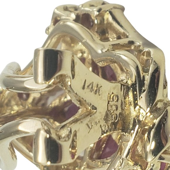 Vintage 14 Karat Yellow Gold Natural Ruby and Diamond Earrings #11746 - Picture 6 of 8